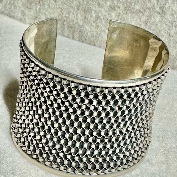 Beautiful 925 Sterling Silver Wide Woven Cuff Bracelet 7” - Picture 5 of 14